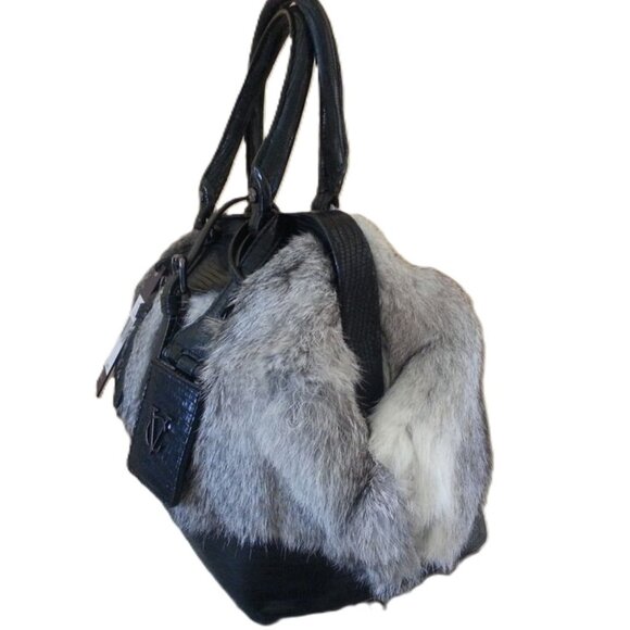 Vince Camuto VC Signature Liz Satchel Leather & Rabbit Fur Handbag NWT $498.00 - Picture 3 of 8